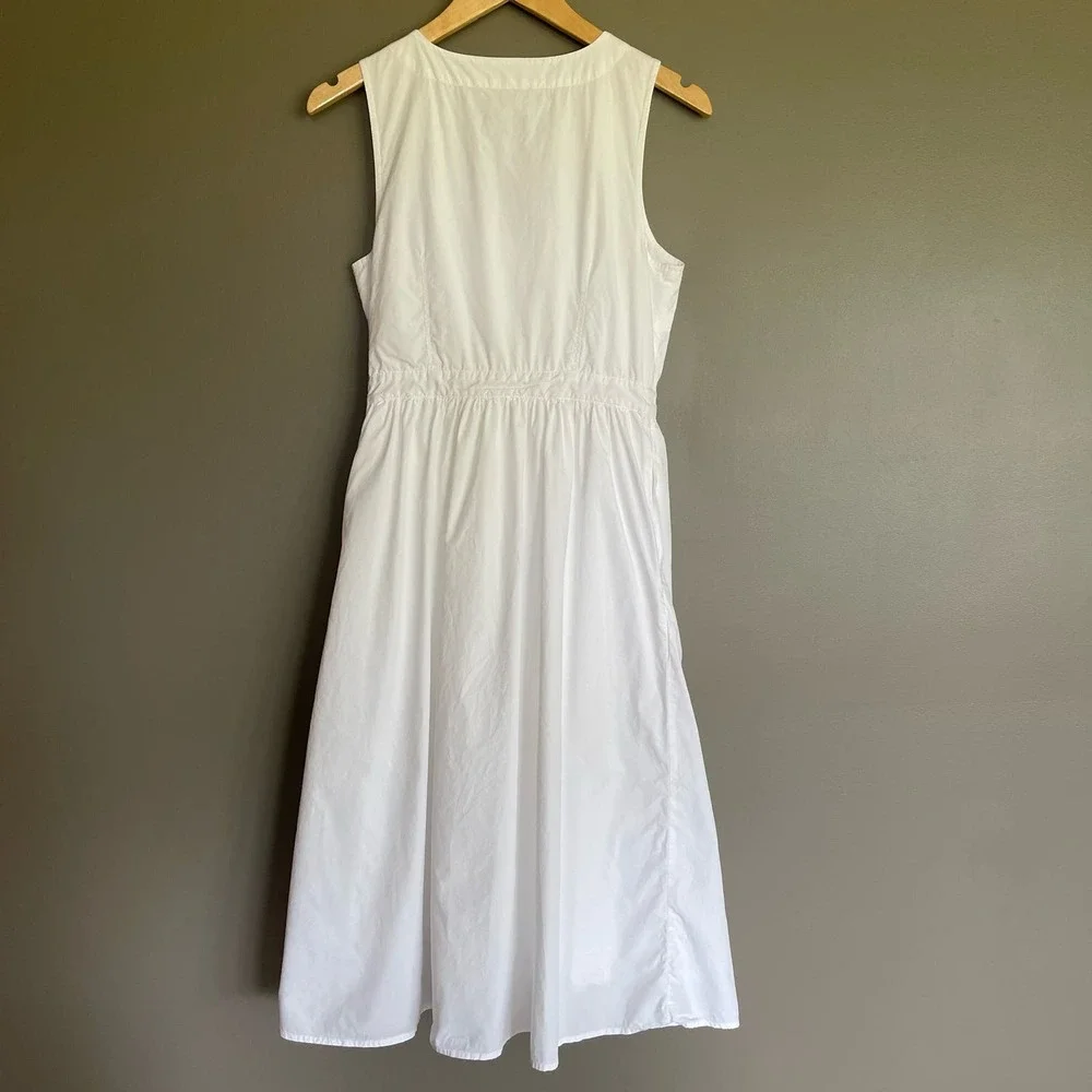J. CREW Sleeveless Cotton Poplin A-line Shirtdress White Size‎ 4 Preppy Classic